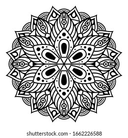 Mandala flower. Vintage decorative elements. Oriental pattern, vector illustration. Islam, Arabic, Indian, Moroccan, Spain, Turkish, Pakistan, Chinese, mystic, Ottoman. Coloring book page