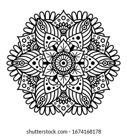 Flor de Mandala. Elementos decorativos de época. Página del libro de coloreado
