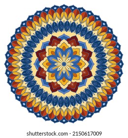 Mandala with flowers, leaves and curls on a white background. Anti-stress coloring book for children and adults. Decorative element for design