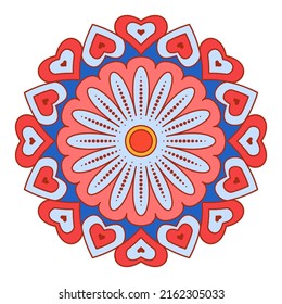 Mandala with flowers, leaves and curls on a white background. Anti-stress coloring book for children and adults. Decorative element for design