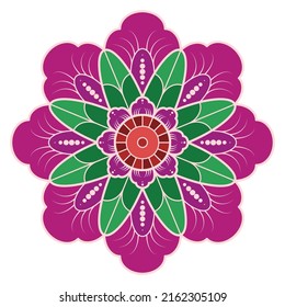 Mandala with flowers, leaves and curls on a white background. Anti-stress coloring book for children and adults. Decorative element for design