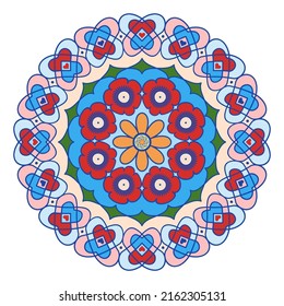 Mandala with flowers, leaves and curls on a white background. Anti-stress coloring book for children and adults. Decorative element for design
