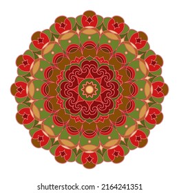 Mandala with flowers, leaves and curls on a white background. Anti-stress coloring book for children and adults. Decorative element for design