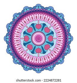 Mandala with flowers, leaves and curls on a white background. Anti-stress coloring book for children and adults. Decorative element for design