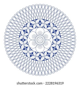 Mandala con flores, hojas y rizos en un fondo blanco. Libro de colorantes antiestrés para niños y adultos. Elemento decorativo para el diseño