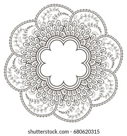 Mandala with flowers and patterns. Mehendi. Boho style