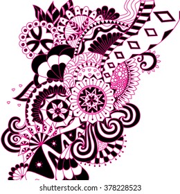Mandala flowers pink background for coloring book or invintation card