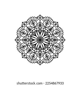 Mandala Flowers. Vintage decorative element. Oriental pattern, vector illustration. Islamic, Arabic, Indian, Moroccan, Spanish, Turkish, Pakistani, Chinese, mystic, ottoman motifs. Coloring book
