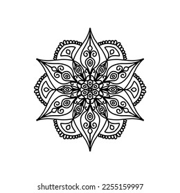Flores de Mandala. Elementos decorativos de época. Patrón oriental, ilustración vectorial. Motivos islámicos, árabes, indios, marroquíes, españoles, turcos, pakistaníes, chinos, místicos, otomanos. página del libro de coloreado