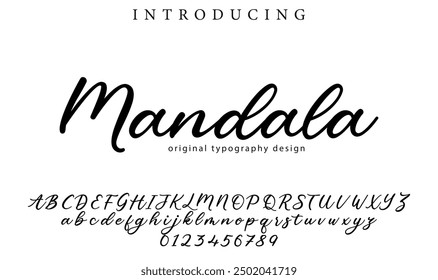 Mandala Font Stylish brush painted an uppercase vector letters, alphabet, typeface