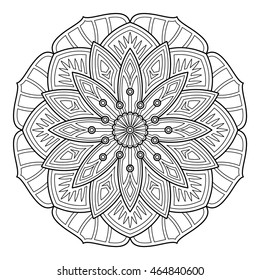 Mandala in the form of a lotus flower. Vector illustration. Coloring antistress. 