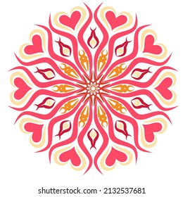 Mandala in the form of a red flower circle