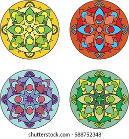 Mandala in four color options.