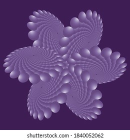 Mandala, fractal pink pattern. Dotted colorful Vector Spiral Pattern or Texture. Dot Backgrounds with Ellipses