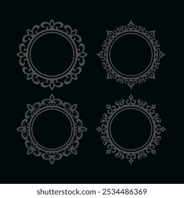 Mandala Frame In Circle Shape. Simple And Attractive For Photo Frame, Logo. Gold Color Gives Vintage, Antique And Luxurious Impression.