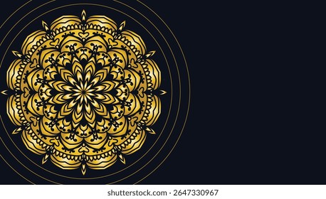 Mandala frame indian pattern islamic ornament gold color	
