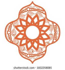 Mandala in frame orange design of Bohemic ornament indian and decoration theme Vector illustration