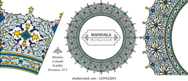 Mandala frame persian iranian arabic turkish islamic hindi indian tibetan traditional colorful vector modular pattern texture vintage ornate retro elegant ornamental borders and frames floral ornament