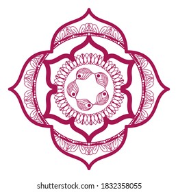 Mandala en marco diseño rosa del indio ornamento bohemico y tema de decoración Ilustración vectorial