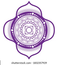 Mandala in frame purple design of Bohemic ornament indian and decoration theme Vector illustration
