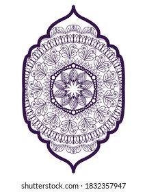 Mandala in frame purple design of Bohemic ornament indian and decoration theme Vector illustration
