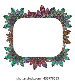 mandala frame for your text multicolored hand drawn ornament