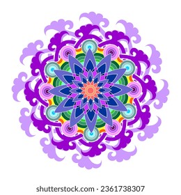 Mandala-Logo mit vollfarbiger Vektorgrafik 
