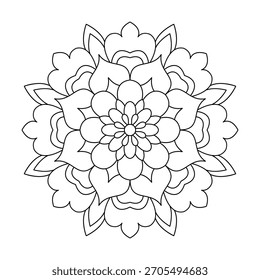 Mandala lleno de delicadas líneas florales para colorear página de libro