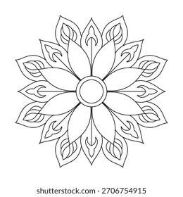 Mandala of garden art pattern coloring book page
