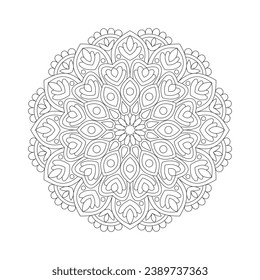 Mandala Garden of Delight  coloring book page for kdp book interior. Peaceful Petals, Ability to Relax, Brain Experiences, Harmonious Haven, Peaceful Portraits, Blossoming Beauty mandala design.