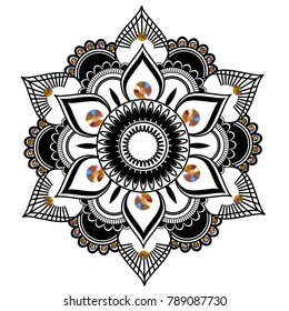 Mandala. Gems. Indian pattern. Decoration. Ethnic ornament.