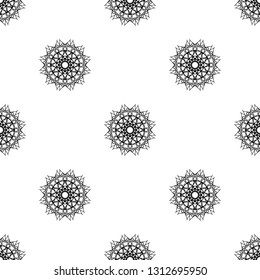 mandala geometric black-and-white ornament seamless pattern