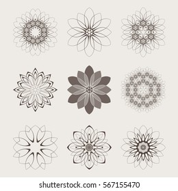 Mandala. Geometric circular ornament set. Round Ornament Pattern. Vintage decorative elements. Ethnic, Indian, Islamic, Asian, ottoman, Arabic motifs. Vector illustration.