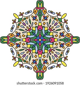 Mandala. Geometric floral element for the design. Vector oriental ethnic ornament. Bright decorative vintage print.