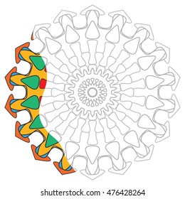 Mandala geometric ornament for coloring book. Zen-doodle style line pattern for coloring page. Decorative vector illustration. Isolated element on a white background