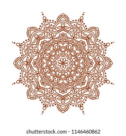 Mandala geometric round ornament,, circular abstract pattern. Hand drawn decorative vector design element