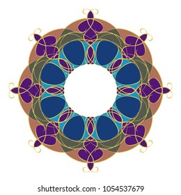 Mandala geometric round ornament, tribal ethnic arabic Indian motif, eight pointed circular abstract floral pattern. Hand drawn decorative vector design element