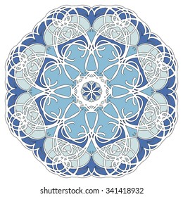 Mandala geometric round ornament, tribal ethnic arabic Indian motif, eight pointed circular abstract floral pattern. Hand drawn decorative vector design element