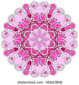 Mandala geometric round ornament, tribal ethnic arabic Indian motif, eight pointed circular abstract floral pattern. Hand drawn decorative vector design element