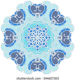 Mandala geometric round ornament, tribal ethnic arabic Indian motif, eight pointed circular abstract floral pattern. Hand drawn decorative vector design element