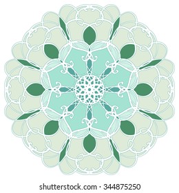 Mandala geometric round ornament, tribal ethnic arabic Indian motif, eight pointed circular abstract floral pattern. Hand drawn decorative vector design element