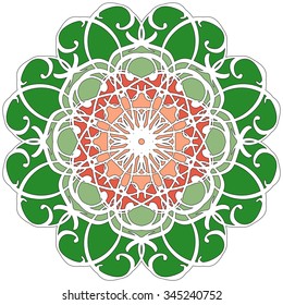 Mandala geometric round ornament, tribal ethnic arabic Indian motif, eight pointed circular abstract floral pattern. Hand drawn decorative vector design element