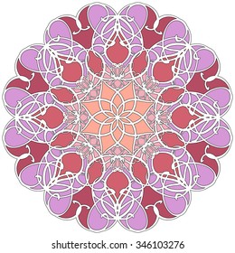 Mandala geometric round ornament, tribal ethnic arabic Indian motif, eight pointed circular abstract floral pattern. Hand drawn decorative vector design element