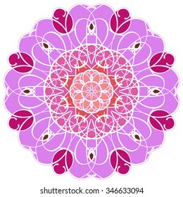 Mandala geometric round ornament, tribal ethnic arabic Indian motif, eight pointed circular abstract floral pattern. Hand drawn decorative vector design element