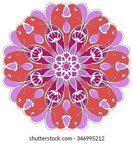 Mandala geometric round ornament, tribal ethnic arabic Indian motif, eight pointed circular abstract floral pattern. Hand drawn decorative vector design element