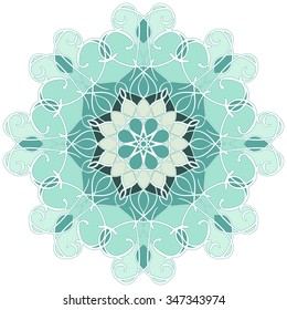 Mandala geometric round ornament, tribal ethnic arabic Indian motif, eight pointed circular abstract floral pattern. Hand drawn decorative vector design element