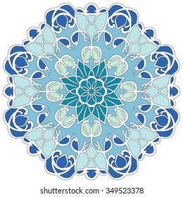 Mandala geometric round ornament, tribal ethnic arabic Indian motif, eight pointed circular abstract floral pattern. Hand drawn decorative vector design element

