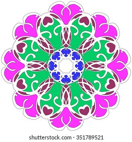 Mandala geometric round ornament, tribal ethnic arabic Indian motif, eight pointed circular abstract floral pattern. Hand drawn decorative vector design element
