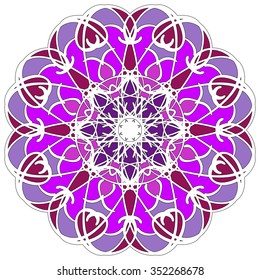 Mandala geometric round ornament, tribal ethnic arabic Indian motif, eight pointed circular abstract floral pattern. Hand drawn decorative vector design element
