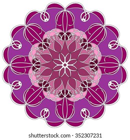 Mandala geometric round ornament, tribal ethnic arabic Indian motif, eight pointed circular abstract floral pattern. Hand drawn decorative vector design element
